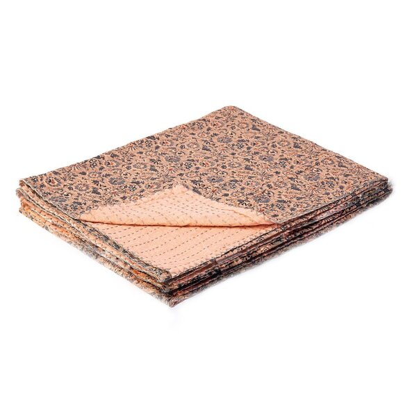 Taj Hotel Home Decor Kantha Cotton Throw | 1-Piece | Multicolor | 50"x70" - Picture 2 of 3